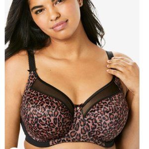 Goddess Kayla size 34J Underwired Full Cup Side Support Bra Dark Leopard - NWT